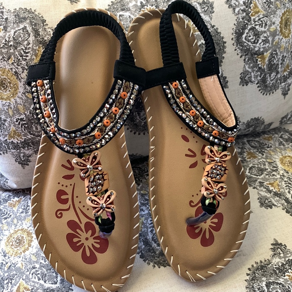 NWT Bohemian Beaded Sandals